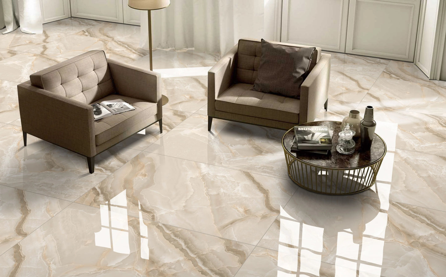 Gresie ONIX F.. rectificata, portelanata,bej , lucioasa 60x120