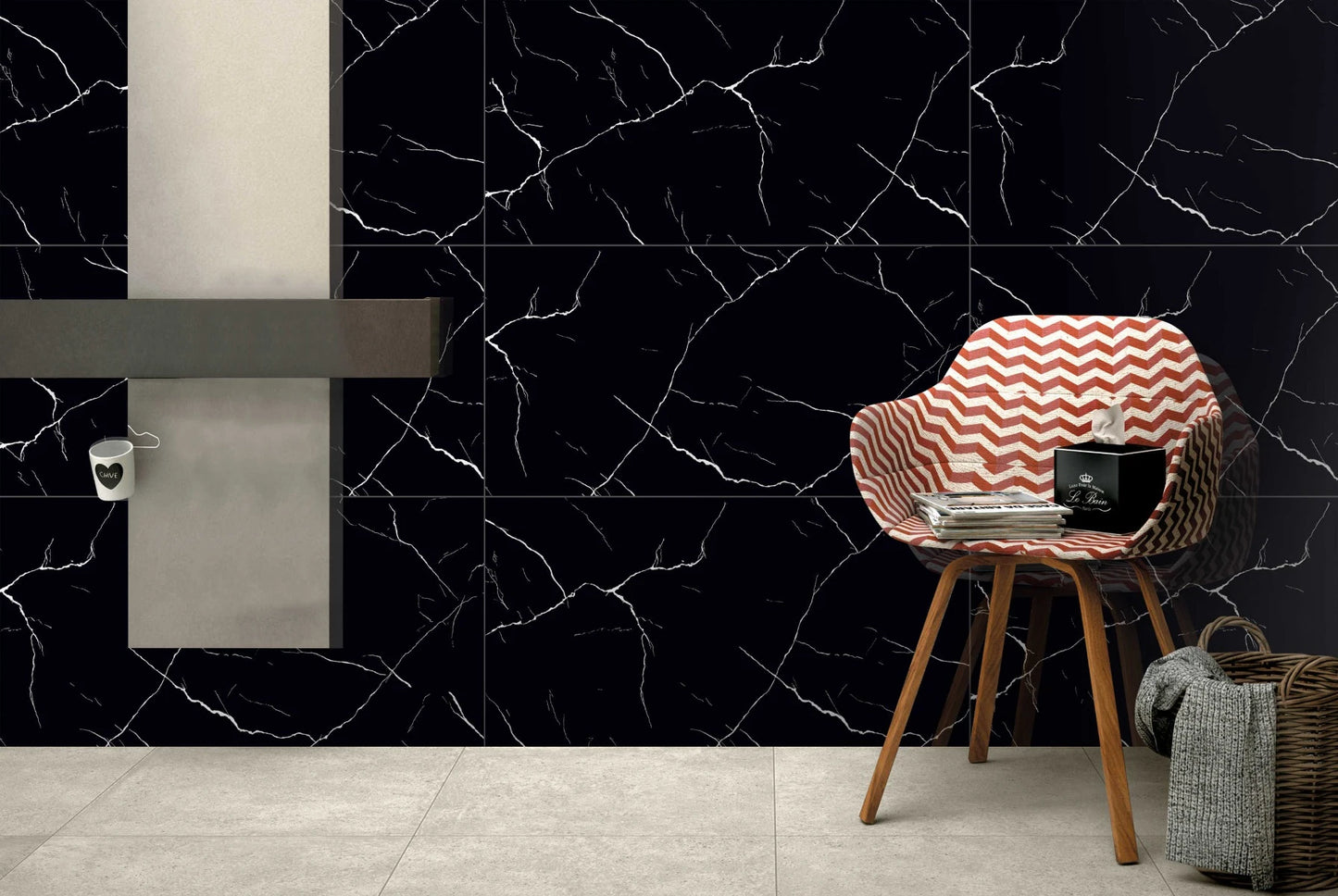 Gresie Nero Ma. rectificata, portelanata,negru, lucioasa 60x120