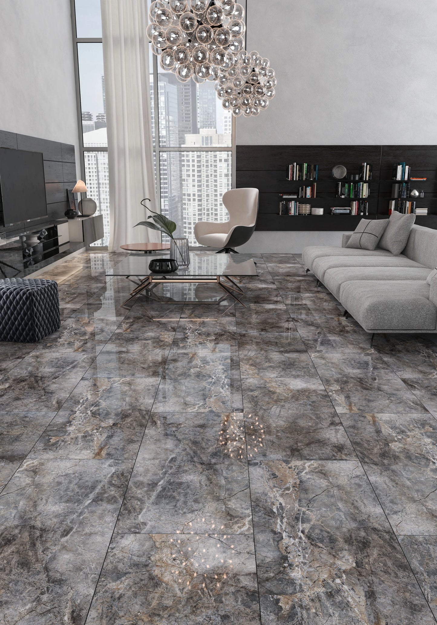 Gresie MARTIN M,  rectificata, portelanata 60x120 ,gri ,lucioasa