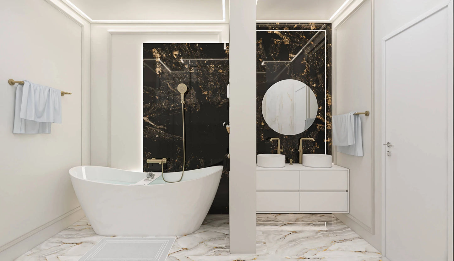 Gresie M. Black,  rectificata, portelanata 60x120 ,negru ,lucioasa