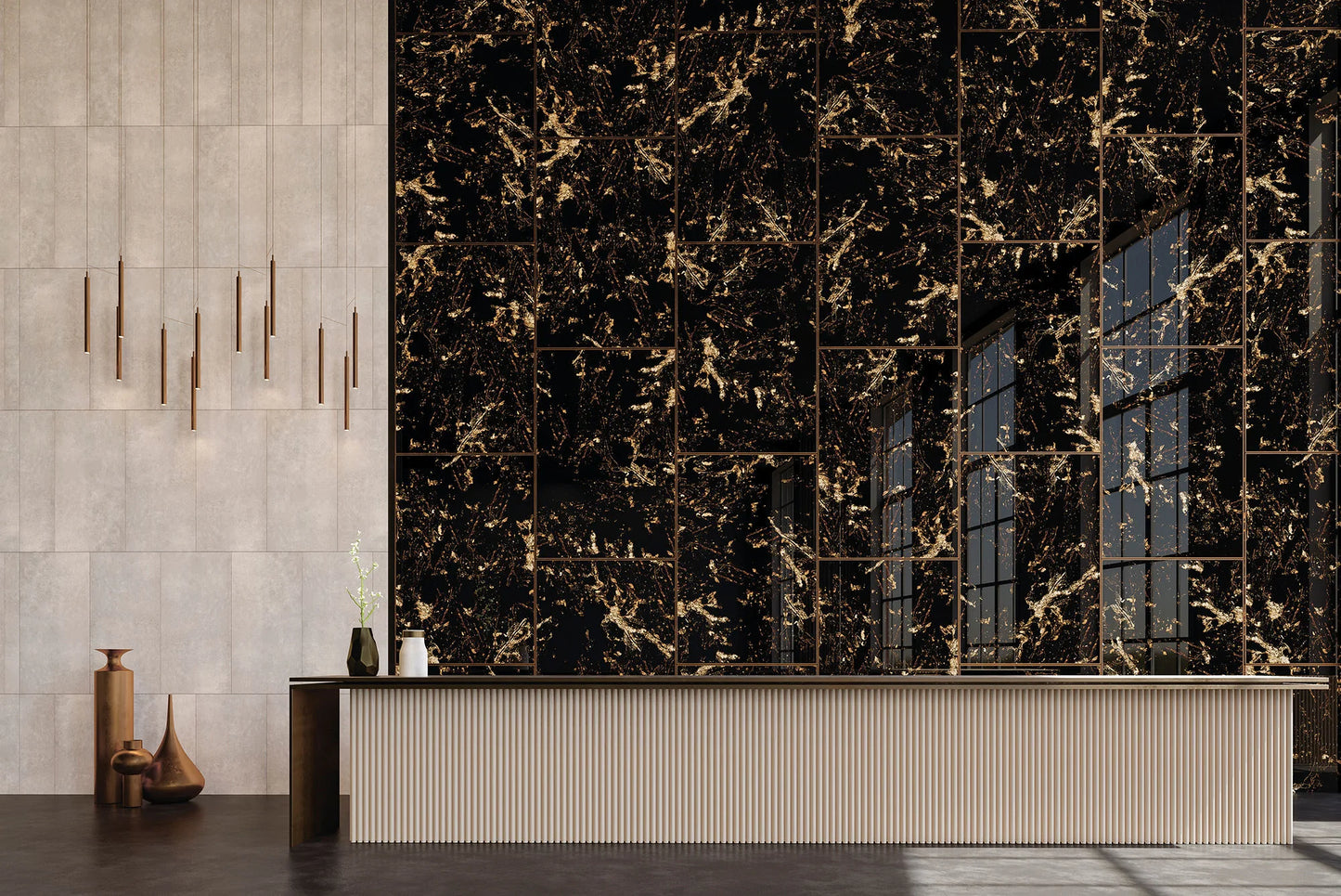 Gresie M. Black,  rectificata, portelanata 60x120 ,negru ,lucioasa