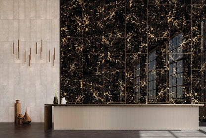 Gresie M. Black,  rectificata, portelanata 60x120 ,negru ,lucioasa