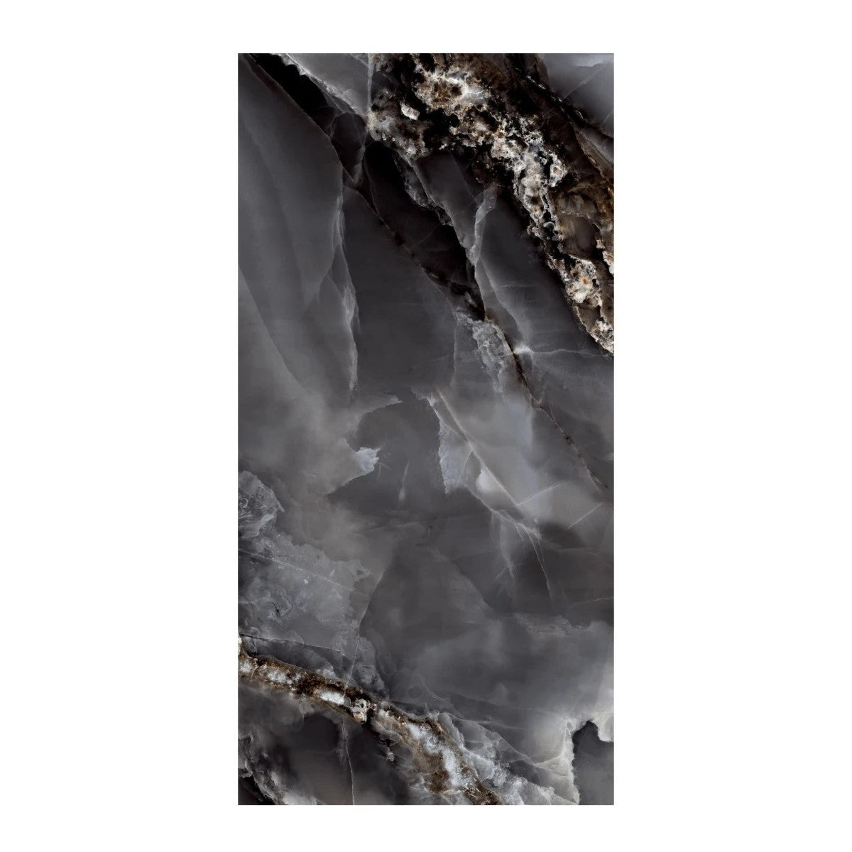 Gresie ONIX D.  rectificata, portelanata,negru, lucioasa 60x120