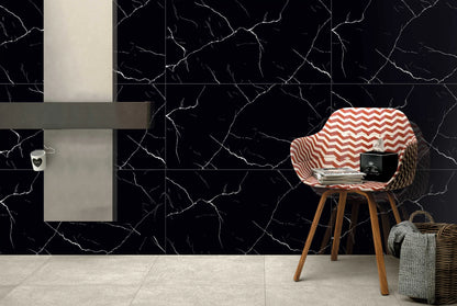 Gresie Nero Ma.  rectificata, portelanata,negru, lucioasa 60x120