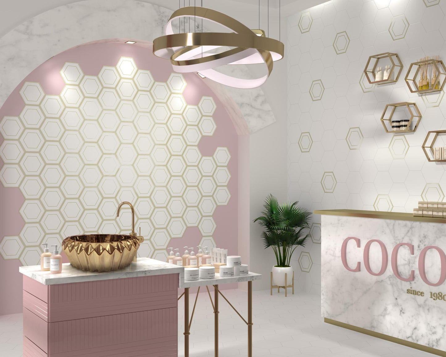 Lavoar cu decor auriu